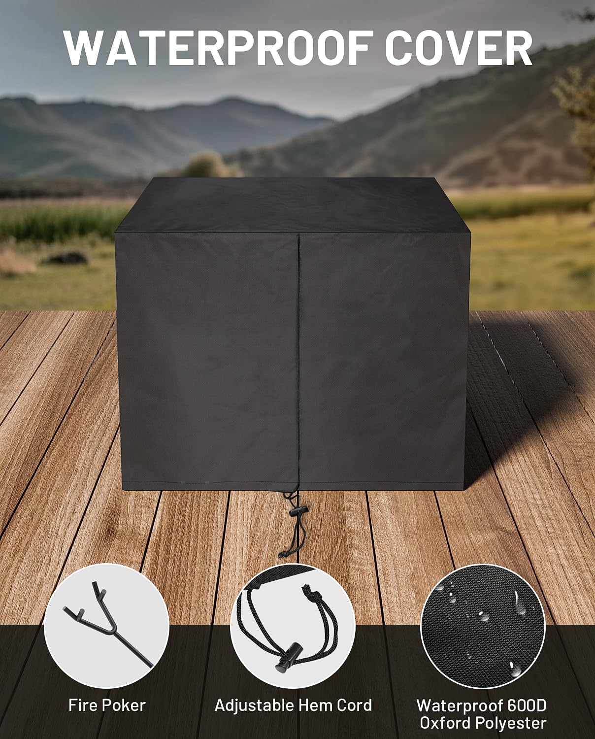 Hexago Modern 25 Inch Smokeless Fire Pit, Stainless Steel Outdoor Fireplace with Pull-Out Ash Tray, Portable Wood Burning Fire Pit with Carry Handles for Patio, Haze Blue