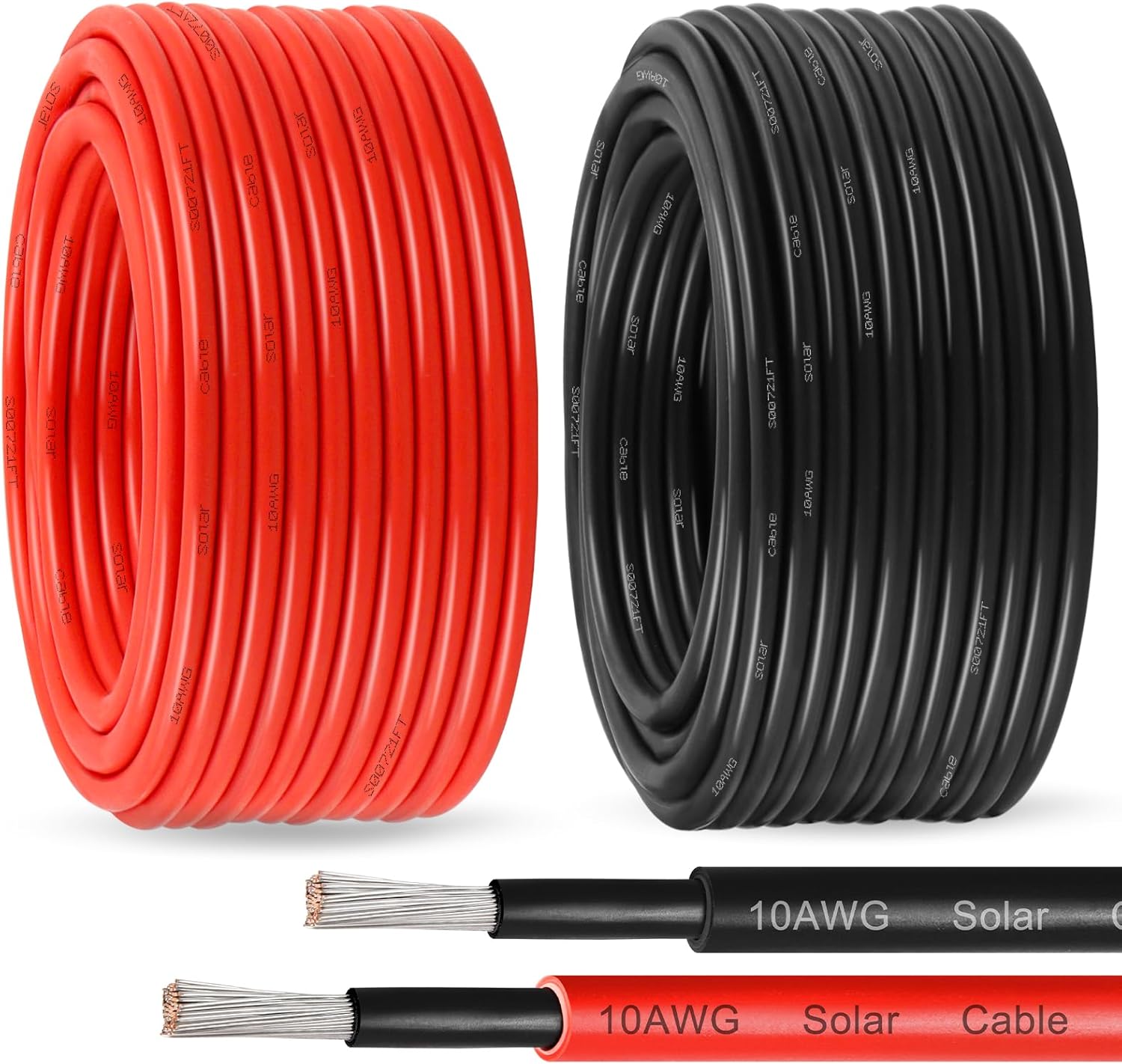 Solar Panel Wire 10 AWG(6mm²) - Solar Extension Cable 60Ft Black & 60Ft Red 10 Gauge Tinned Copper PV Wire for Outdoor Automotive RV Solar Panel Boat Marine (Black+Red)