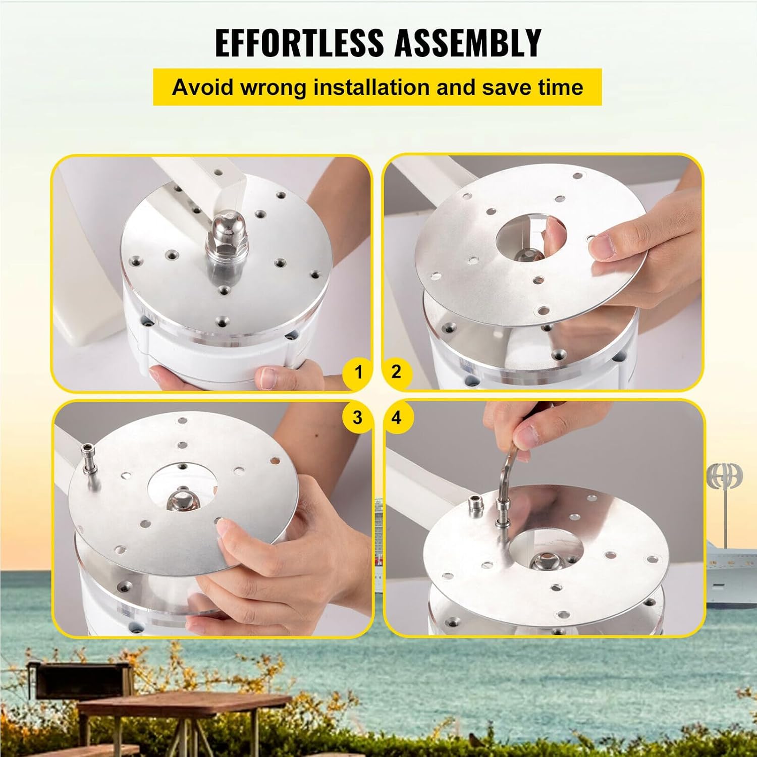 Low Speed No Noise 12000W Vertical Wind Turbine Kit, 12V-220V Wind Power Turbine Generator for Outdoor,with Controller