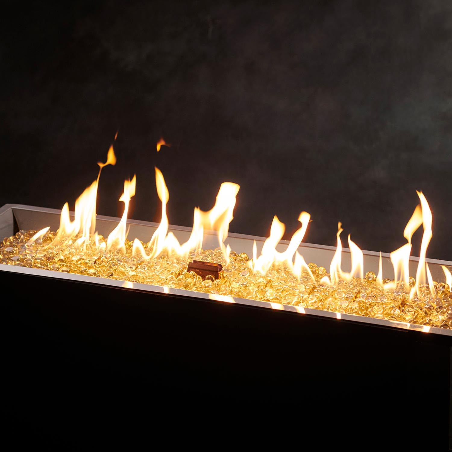 The Outdoor GreatRoom Company Linear Crystal Fire Plus Electronic Ignition Fire Pit Burner Kit (CFP1242DSILP), 12x42-Inches, Propane