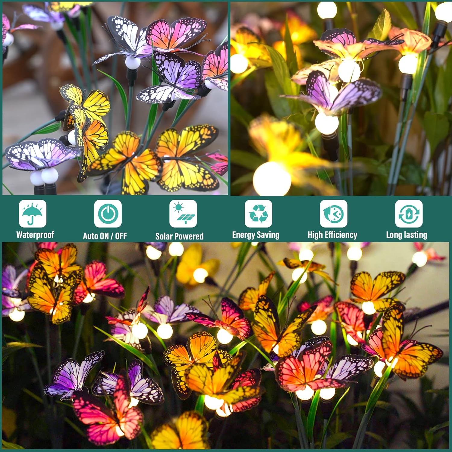 TONULAX Solar Garden Lights - Swaying Butterfly Light, Swaying in The Wind, Solar Outdoor Lights, Yard Patio Pathway Decoration, High Flexibility Iron Wire & Realistic Butterflies(10 Pack)