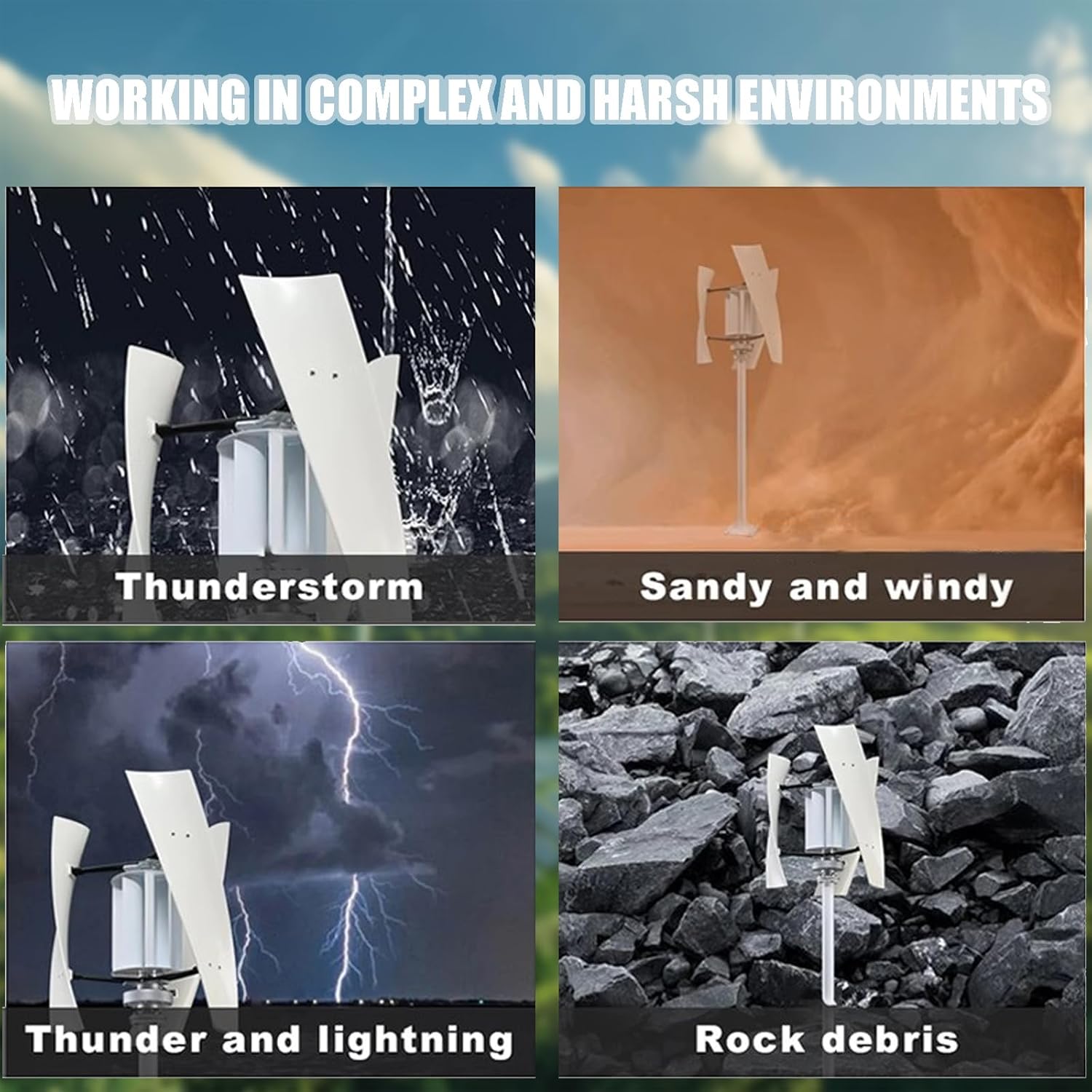 Vertical Axis Wind Turbine Generator 2000W with Controller for Home Street Lighting ，3 - Blades Helical Magnetic Levitation Shaft， Ideal for Home,RV，Factory, Street Lighting