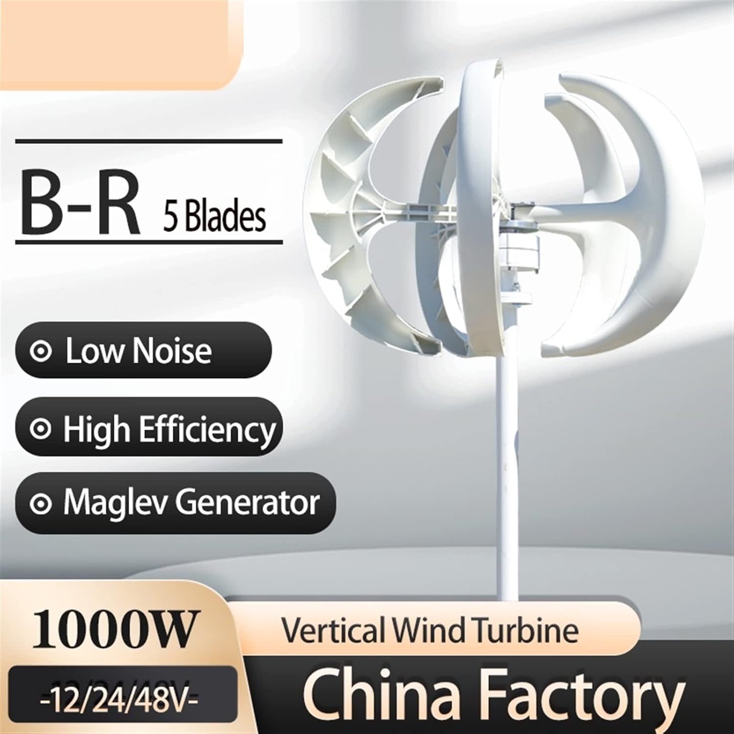 Wind Turbine Generator Kit, 1000W Wind Turbine 12v 24v Vertical Axies Wind Generator VAWT Small Windmill Energy With MPPT Charge Controller Homeuse for Hybrid Solar Wind System(White,MPPT CONTROLLER_2