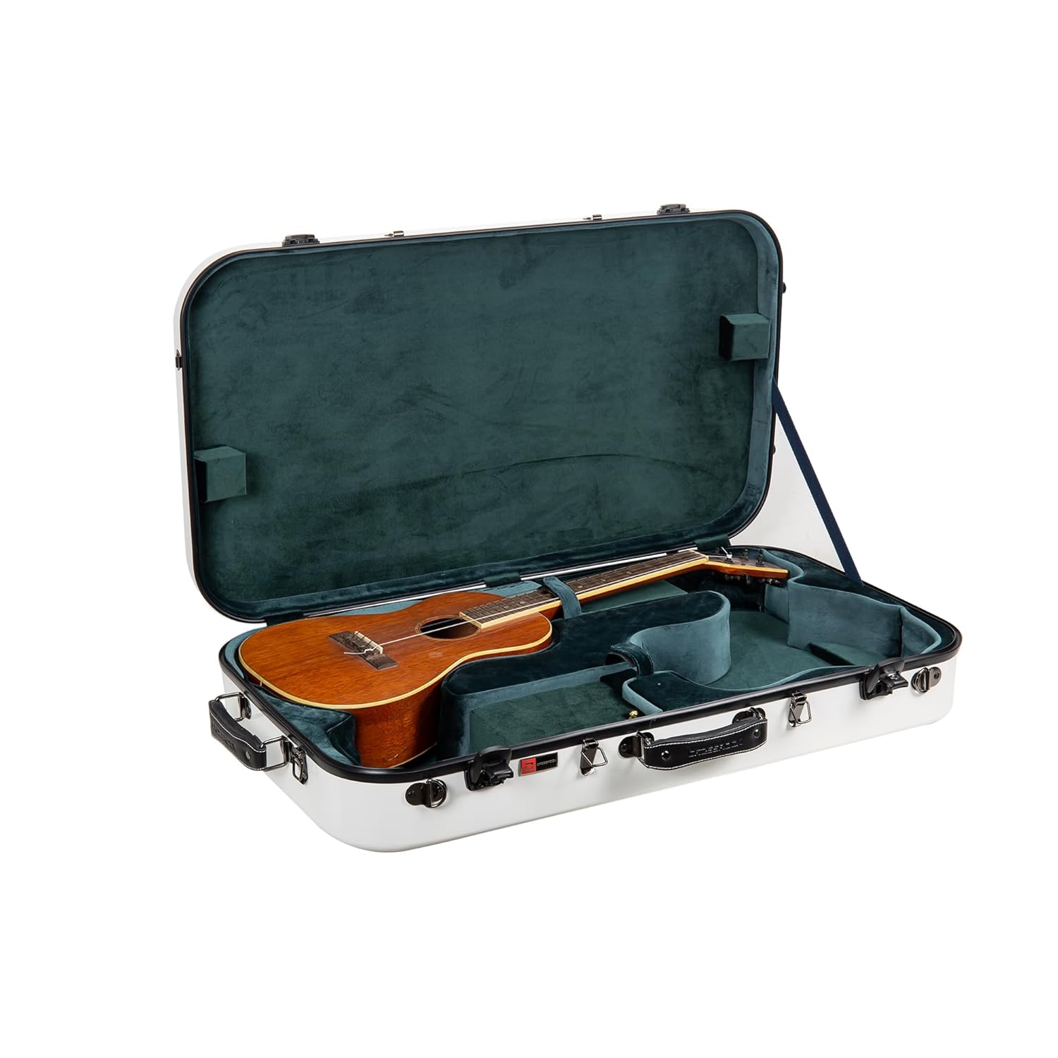 Crossrock Fiberglass Double Case-Fits Two 30'' Baritone Ukuleles, with Accessory Compartment, Backpack Straps, TSA Lock-Milky White (CRF2020DBUMW)