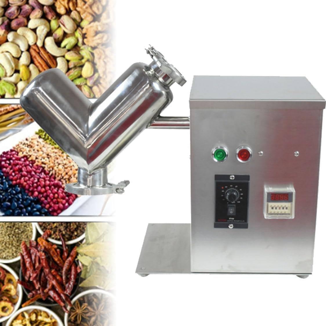 2L V-Type Powder Mixer Chinese Medicine Particle Blender Powder Mixer, Stainless Steel Experimental Mixer for Food and Chemicals Dry Powder Mixing Machine