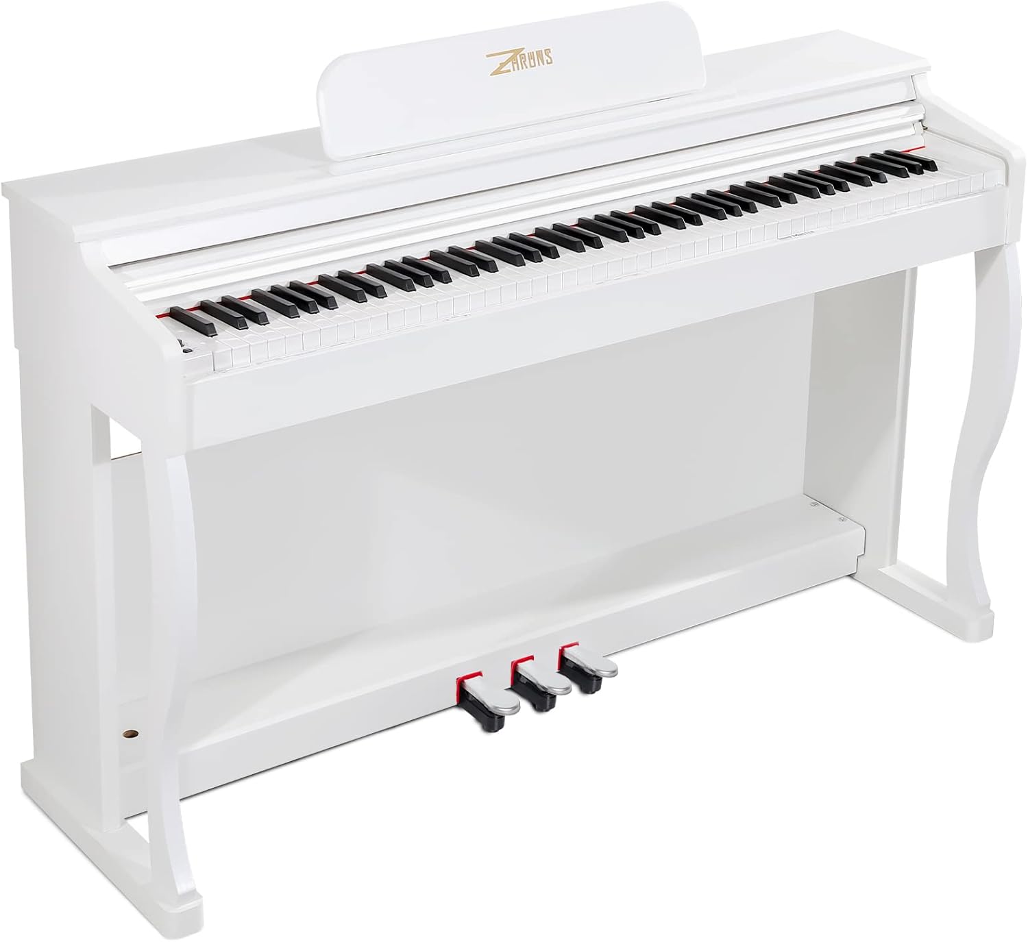 ZHRUNS Digital Piano, 88 Key Weighted Keyboard Piano, Full-size Electric Piano Keyboard with Sheet Music Stand, Triple Pedal, Power Adapter, Supports USB-MIDI Connecting (White)