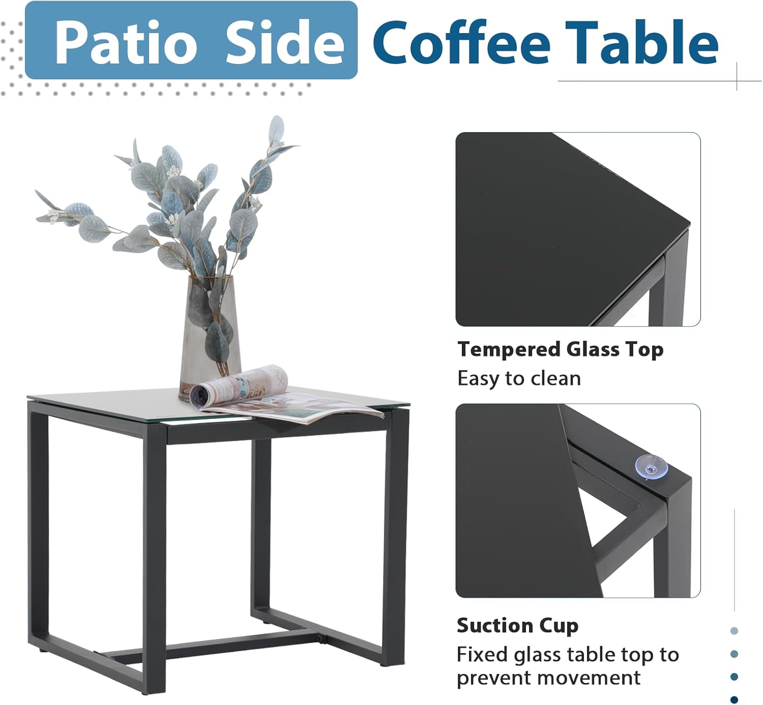 JOIVI 5 Pieces Patio Bistro Set, PE Wicker Outdoor Patio Furniture Set, Modern Rattan Patio Chairs with Table & Ottomans, Patio Conversation Sets for Balcony, Front Porch, Garden, White Cushion