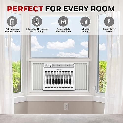 Honeywell 12,000 BTU Digital Window Air Conditioner, Remote, LED Display, 4 Modes, Eco, 550 sq ft Coverage