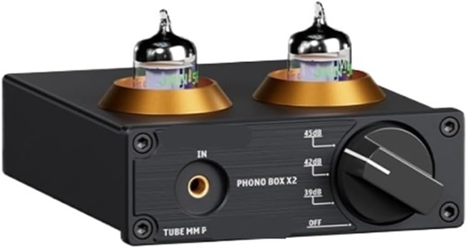 Phono Preamplifier for Turntable Phonograph Preamplifier Mini Stereo Audio HiFi Tube Amplifier Box X2 Suitable for DIY(Box X2 with 5654W)