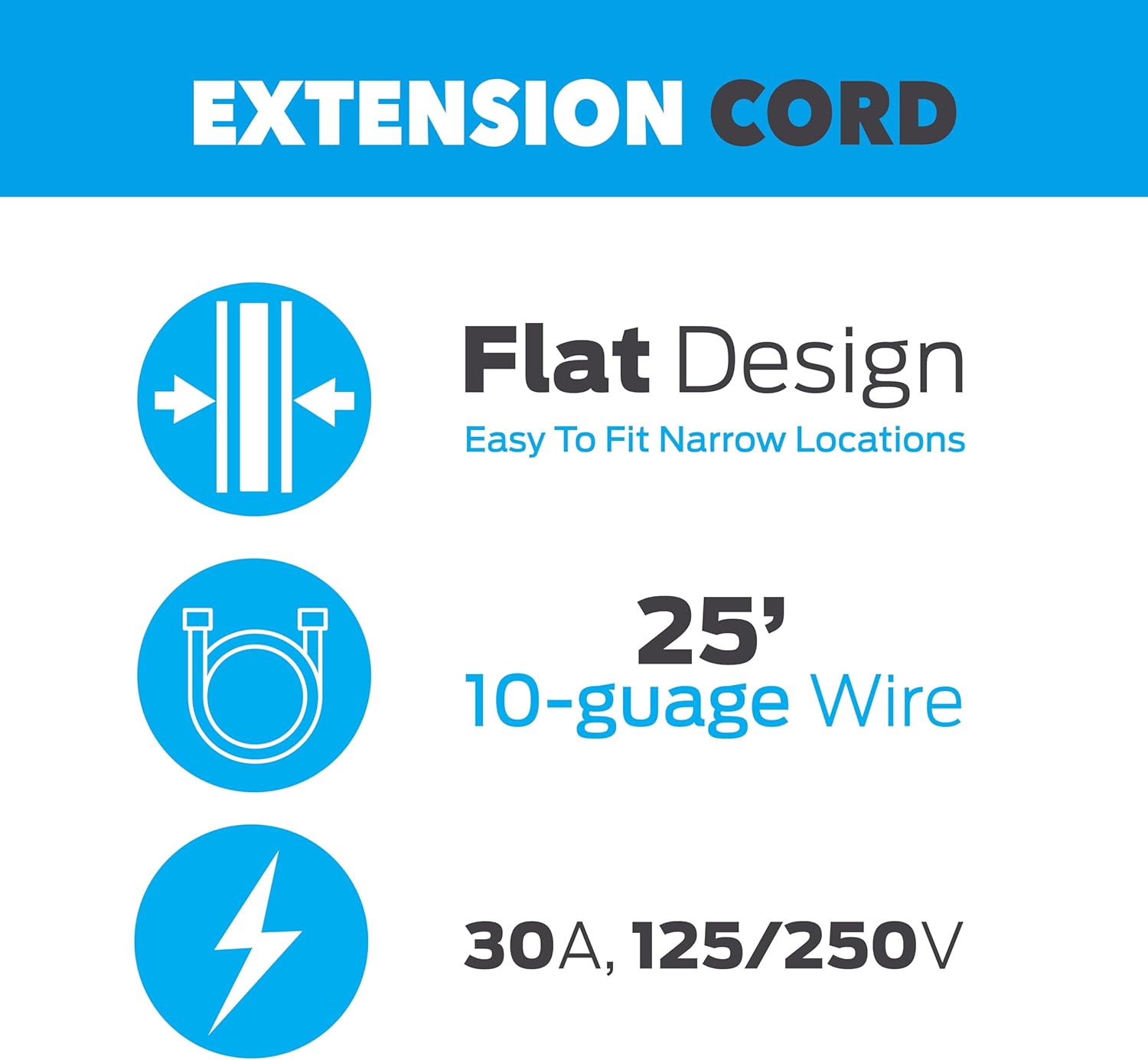 Pulsar 30AMP 125/250V Twist Lock Generator Flat Extension Cord (25 Feet) Four 20AMP Household outlets, LED Indicator, Weather Resistant, 10 Gauge Wire, Generators for Home use, Overload Protection