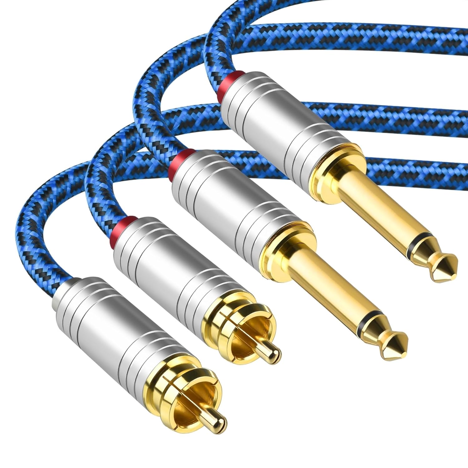 Guitar Audio Cable Cable 3.5 to Dual 6.5 Amplifier One-to-Two Large Two-core 6.35mm Blue(3 Meters)