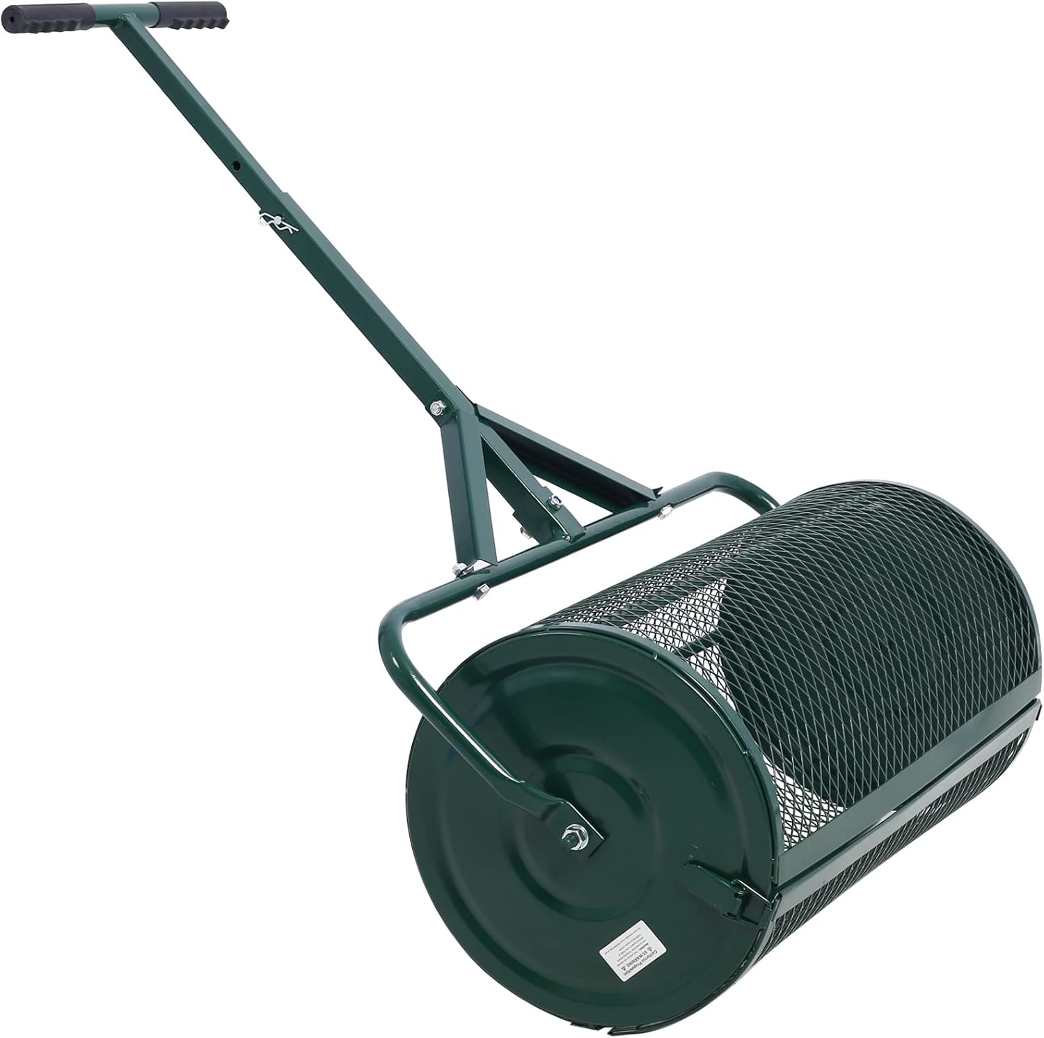 Peat Moss Spreader 17inch,Compost Spreader Metal Mesh,T Shaped Handle for Planting Seeding,Lawn and Garden Care Manure Spreaders Roller