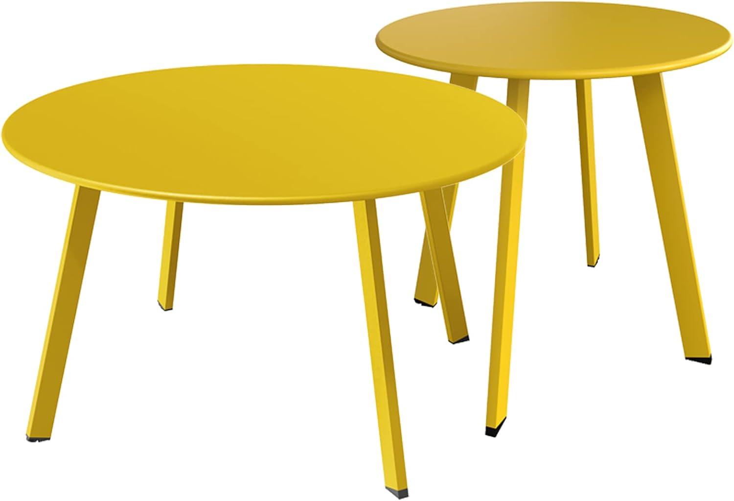 Grand patio Round Patio Coffee Table 2PC Weather Resistant Nesting Tables Including One Large Side Table and One Small End Table, Yellow