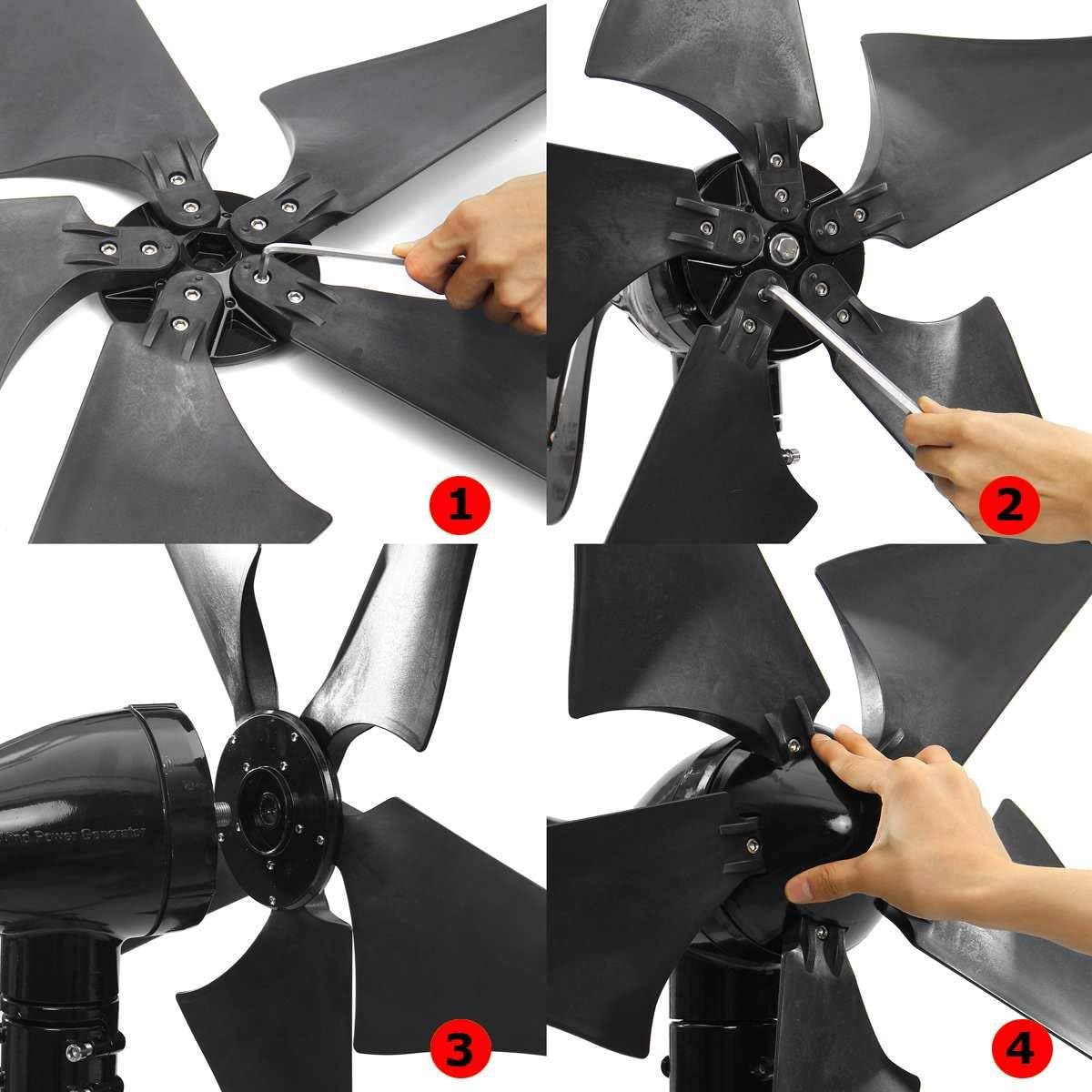 Wind Turbines Generator 3000W Horizontal Wind Generator 12/24V 5 Blades Windmill Energy Turbines Charge with Charge Controller,12v