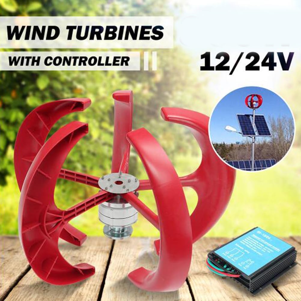 5 Leaves Wind Turbine Kit 10000W Vertical Axis Wind Turbine Generator Alternative Energy 12V-220V AC Output Household Complete Kit with Controller
