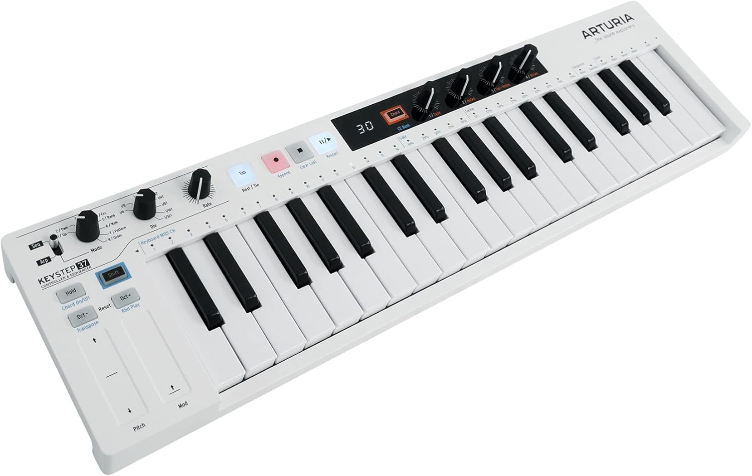 Audiosavings Bundle: Arturia KeyStep 37-Key Sequencer USB MIDI DJ/Studio Keyboard Controller+Software Bundle with Rockville Rock2d2 Adjustable Dual Shelf Midi Keyboard Laptop Stand (2 Items)