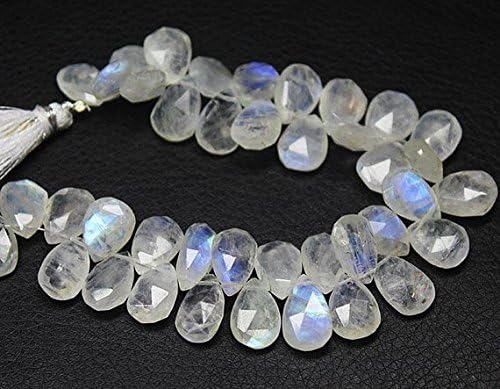 13 inch natural beads strand of 18mm faceted drop rainbow moonstone gemstone beads for DIY jewelry - necklace, bracelet, earring, ring.