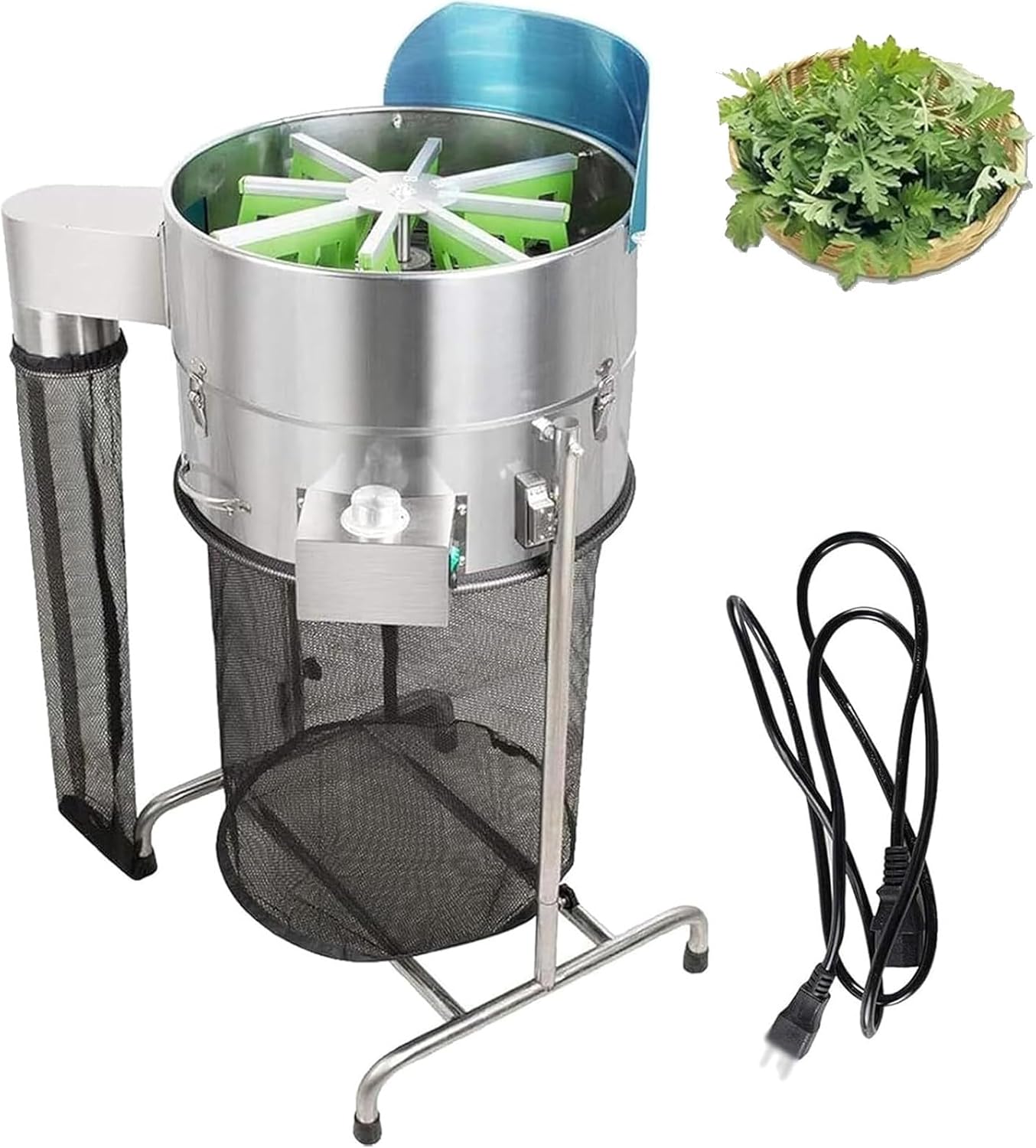 18in Electric Bud & herb Trimmer 3-Speed 60w Leaf Trimming Machine, 6.3 Gallon, with Food-Grade Blades for Basil, Lavender, Mint, Wet/Dry Pruning, Stainless Steel Construction