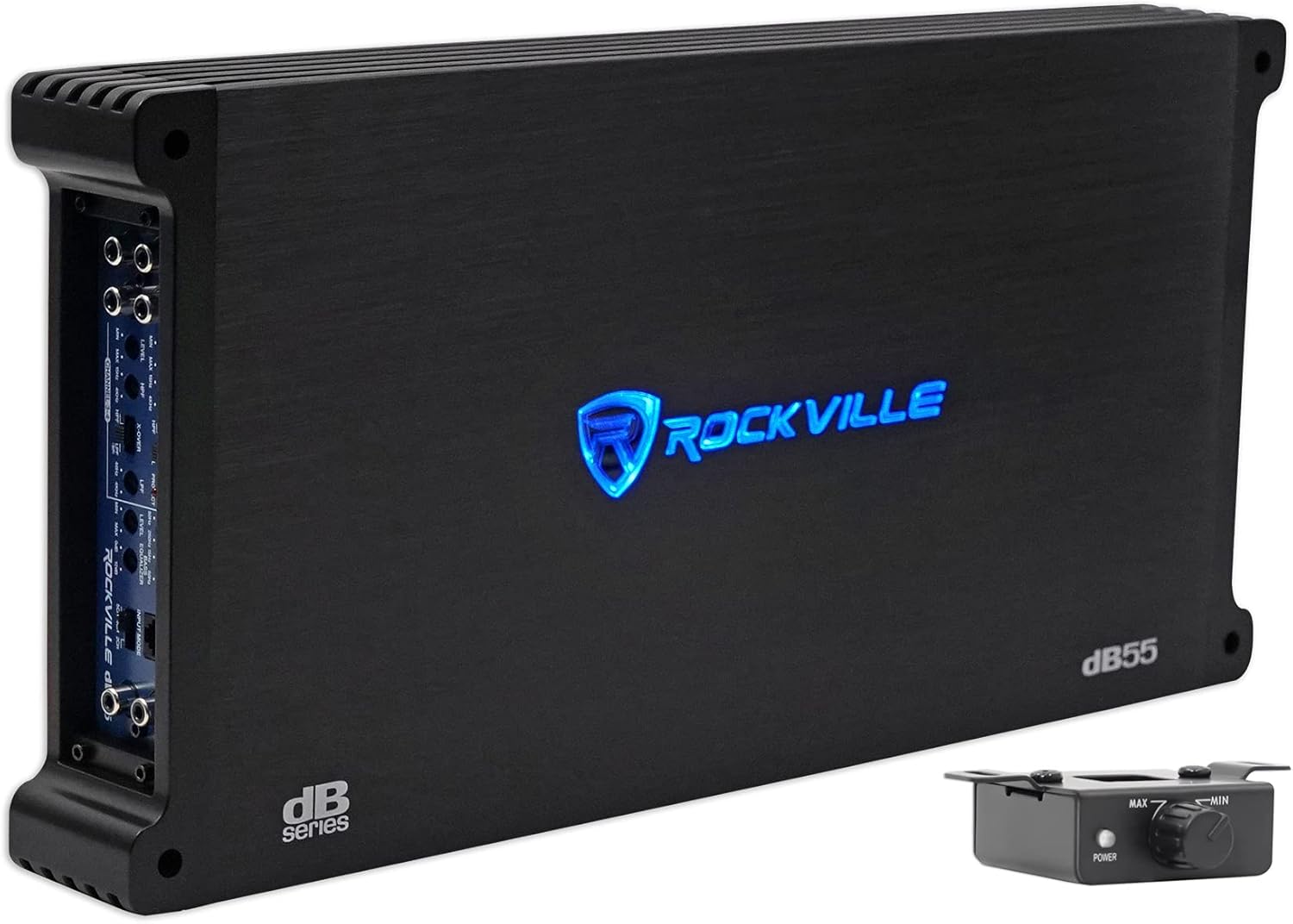 Rockville dB55 4000W 5-Channel 2-Ohm Car Amplifier, High-Speed MOSFET, Adjustable Crossover, LED, Remote Sub Control, Perfect for Car Audio and Subs