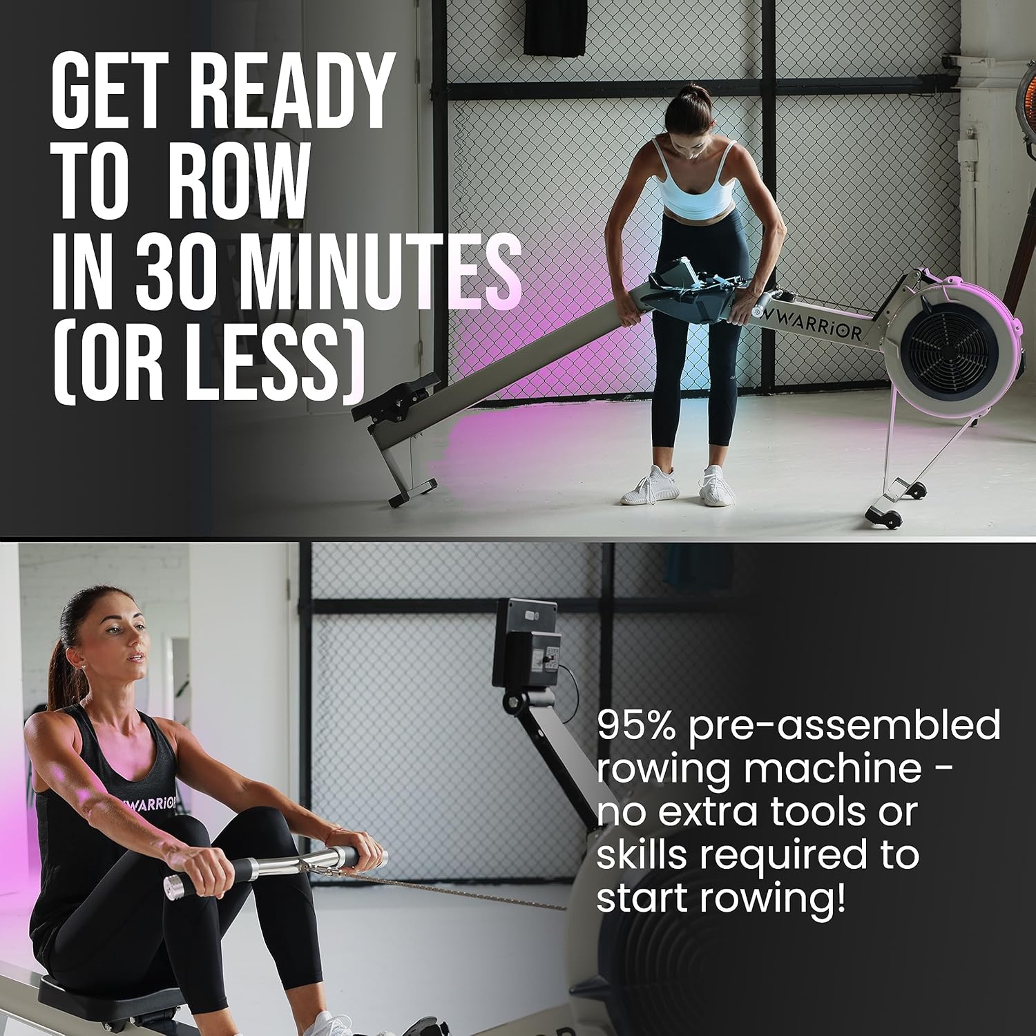 Air Rowing Machine | Foldable Gym-Quality Rower Machine for Home Gym | 10- Damper Levels Cardio for Full-Body Workout | for Home Use with LED-Monitor