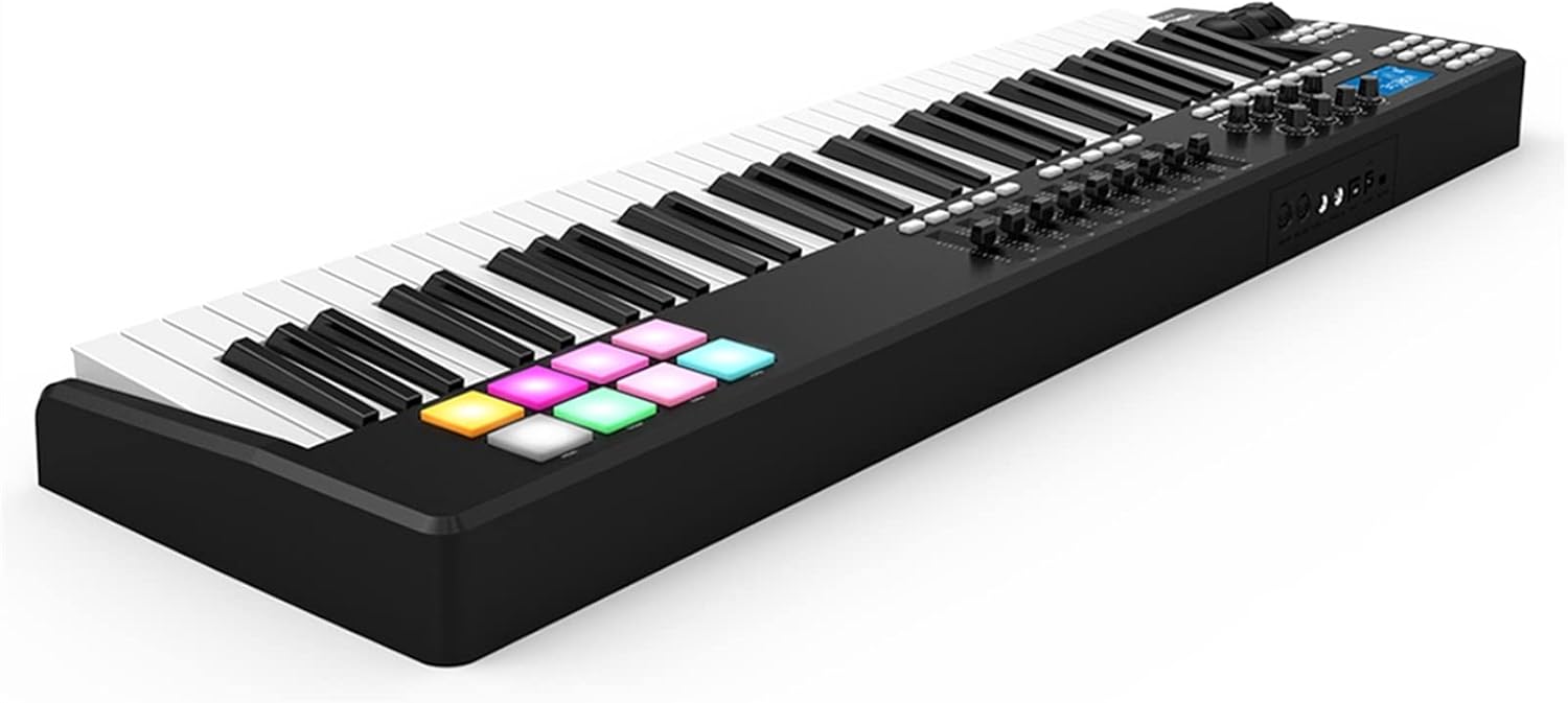 Keyboard Piano 61-Key USB MIDI Keyboard Controller 8 RGB Colorful Backlit Trigger Pads with USB