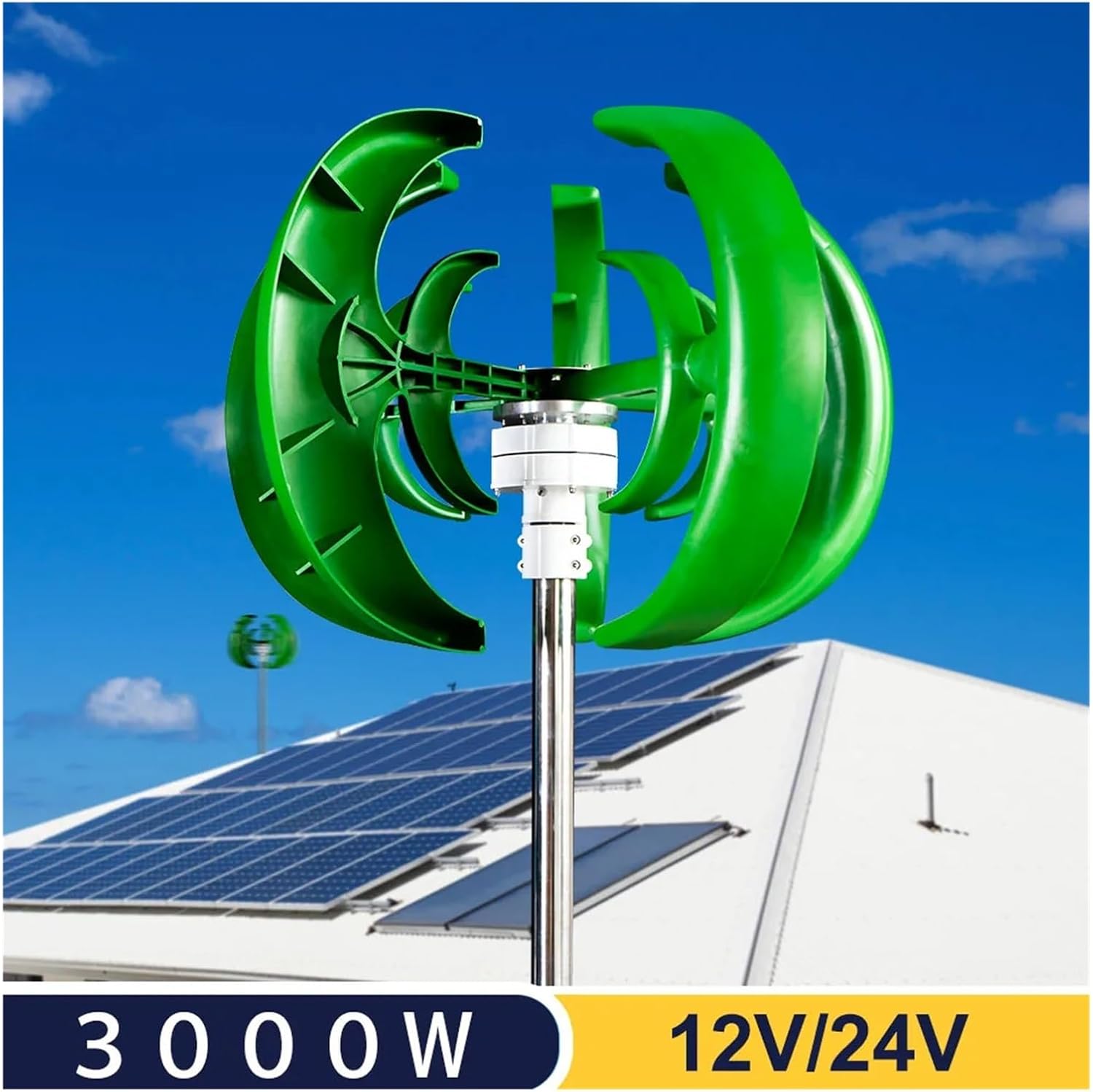 3000W Vertical Axis Wind Turbine 12V/24V 5 Blades Wind Turbine Generator Windmill Generater Turbin Complete Set for Family Low Starting Speed for Home(White,Wind Turbine ONLY_24V)