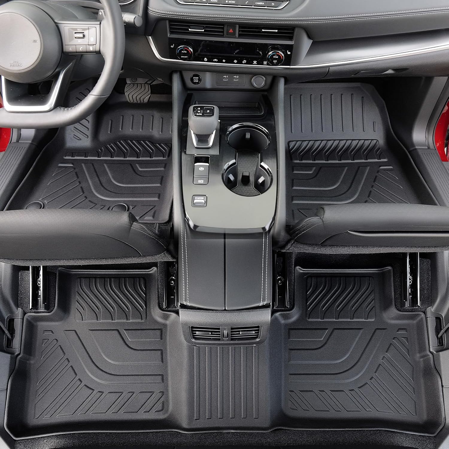 Floor Mats Set for Nissan Rogue 2026 2025 2024-2021 Accessories, Full Coverage All Weather Floor Mats Cargo Mat with Backrest Protectors & Door Sill Guards (Not for Sport)
