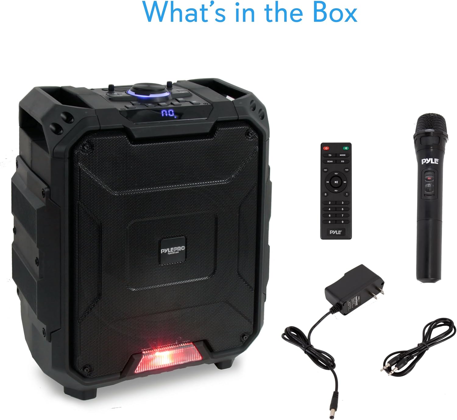 Pyle Portable Active PA Speaker System - 700W Wireless Bluetooth Compatible Battery Powered Rechargeable Sound Speaker Karaoke Microphone Set w/ MP3 USB FM Radio AUX, DJ LED Lights - PWMDJ88BT.5