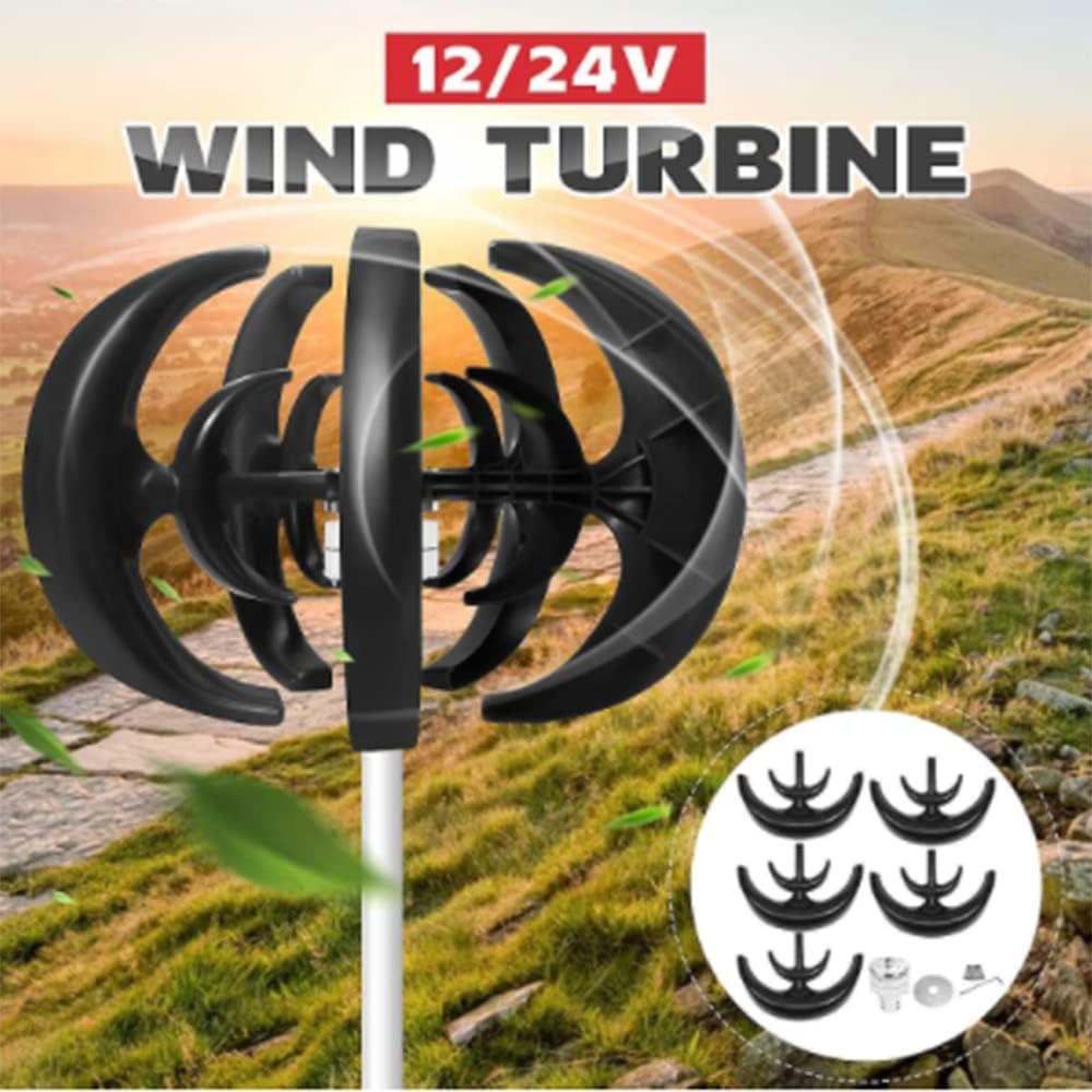 10000W 12V 24V 5 Blades Lantern Wind Turbines Generator Vertical Axis Motor Kit for Home Hybrids Streetlight Use Electromagnetic