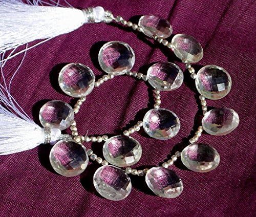 13 inch natural beads strand of 13x13mm faceted coin crystal quartz gemstone beads for DIY jewelry - necklace, bracelet, earring, ring.
