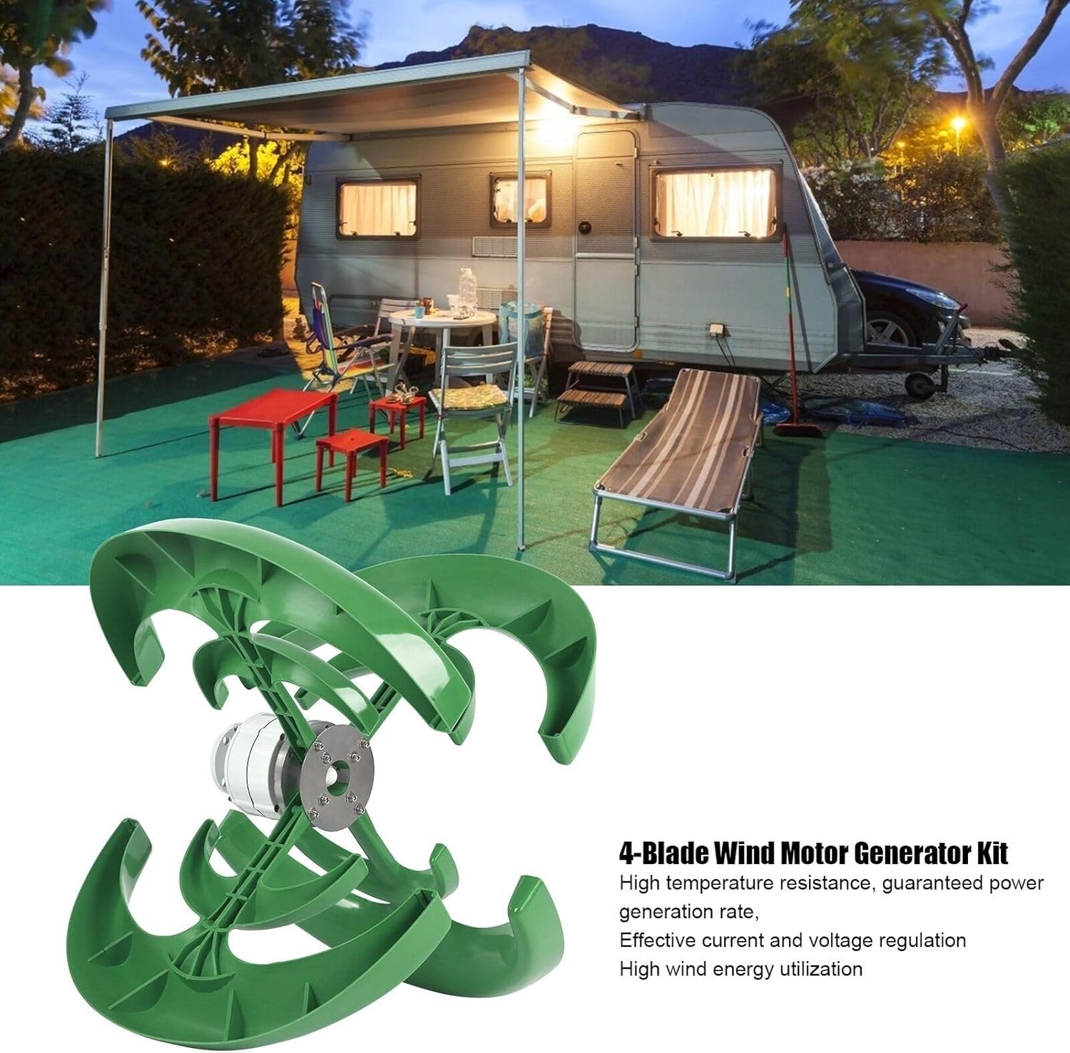 1500W 12V/24V Lantern Type Wind Turbine 4 Blade Turbine with Controller Home Outdoor Vertical Axis Wind Turbine (Color : Green, Size : 12V)