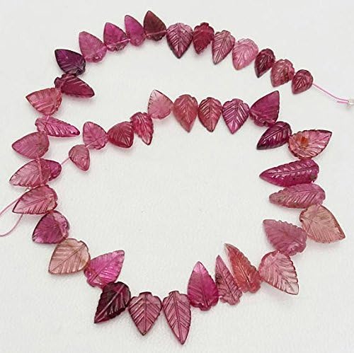 superb rare item natural pink tourmaline leaf shaped beads, 5x6 mm - 6x13 mm, 53 ct.approx, 10 inch strand[e1103]