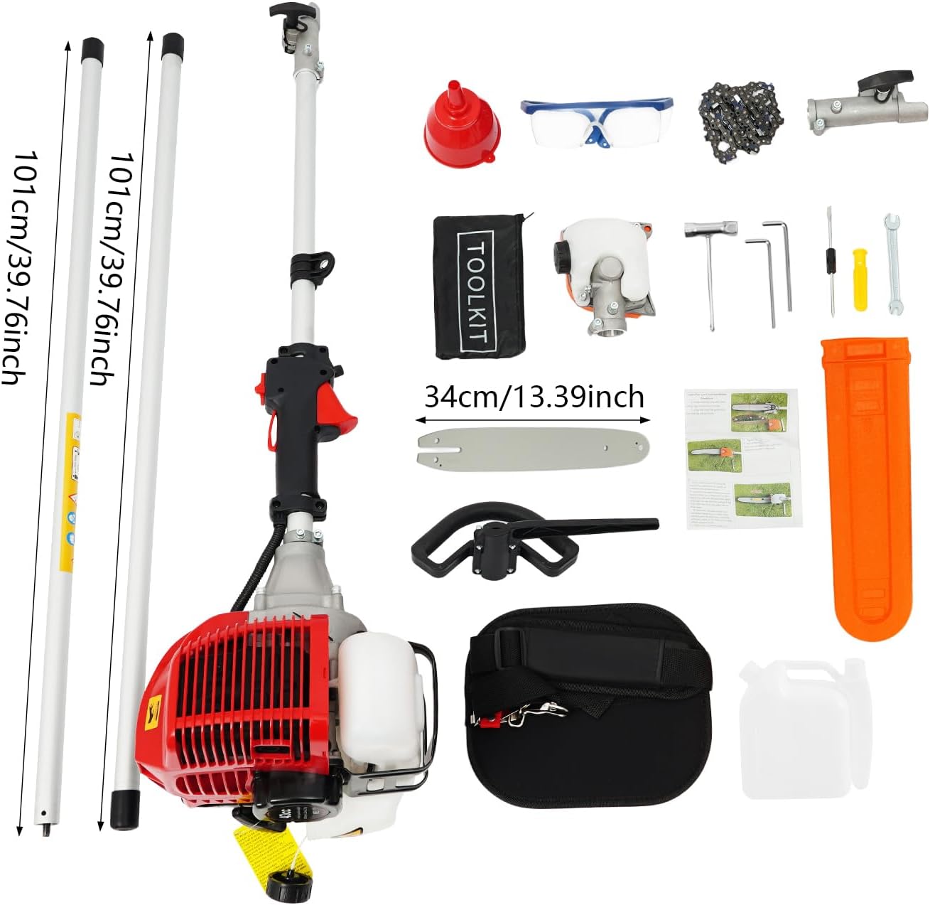 Pole Saw | Pole Saws For Tree Trimming | Gas-Powered Pole Chain Saw | 43cc 2-Stroke Engine | 12