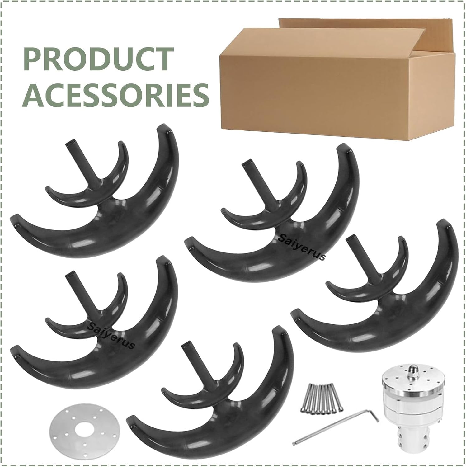 12V/24V/48V Wind Turbine Generator Kit, 5 Blade Vertical Wind Turbine Kit, Three Phase Ac Permanent Magnet Generator, Small Wind Turbine Generator (Black 12V)