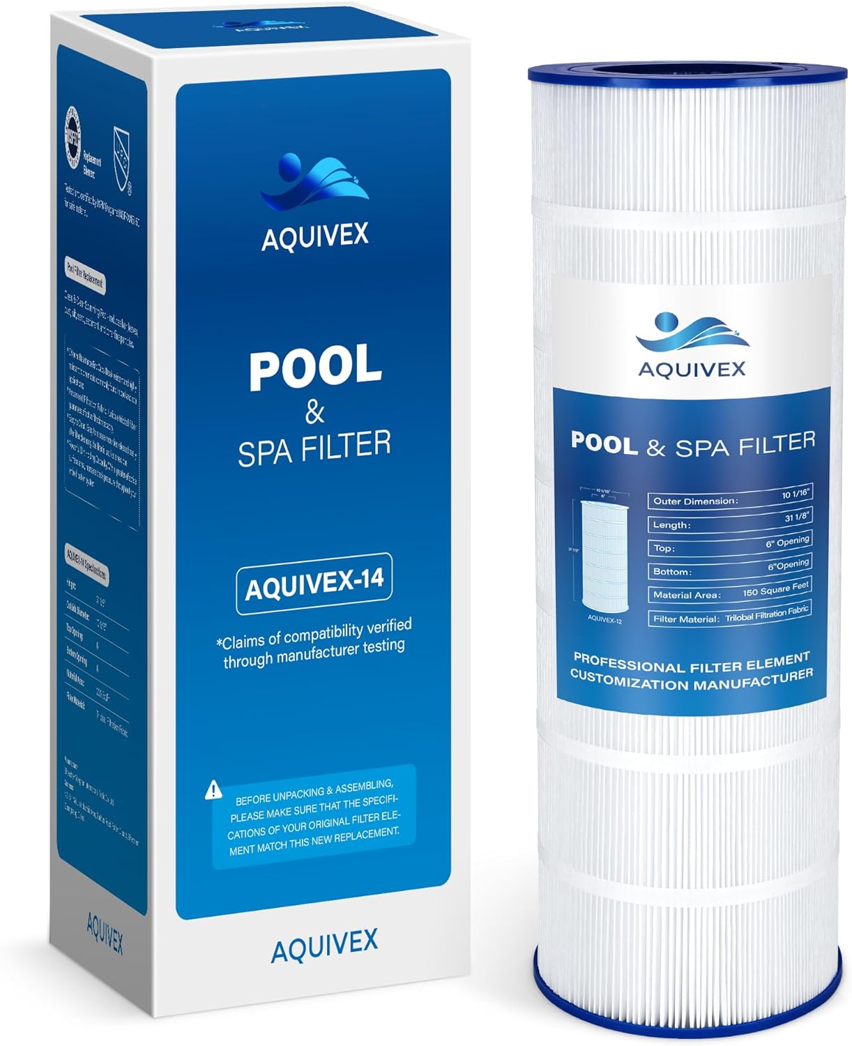 CCRP200 Pool Filter Cartridge, Compatible with Pentair Clean & Clear 200, 160318, EC-160318, Pentair Clean and Clear RP 200, 160353, R173217, Pleatco PAP200, Unicel C-9419, 1 Pack