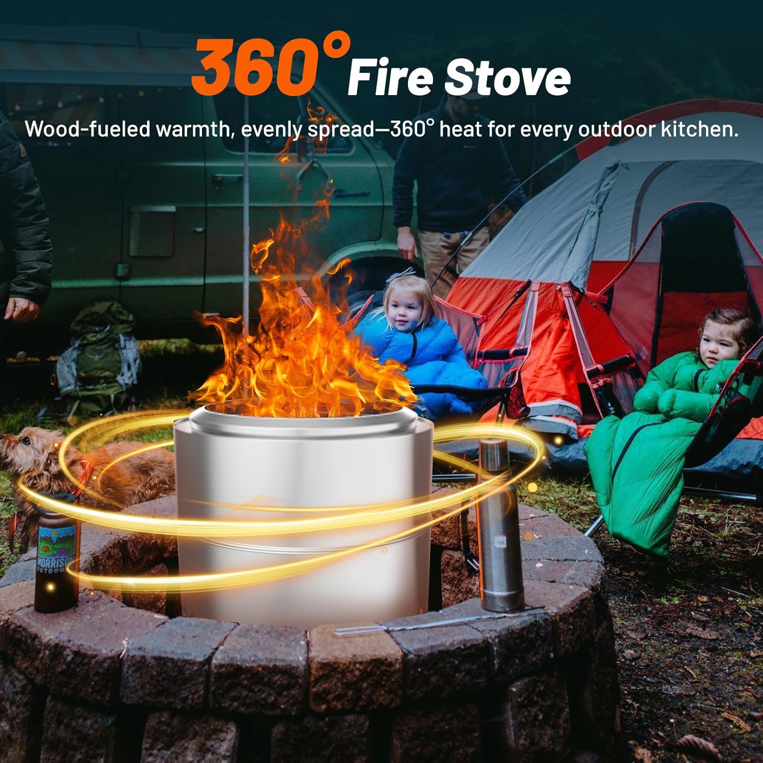 20 inch Smokeless Fire Pit, Outdoor Wood Burning Portable Stainless Steel Fire Pit with Carry Bag for Backyard Patio Garden Picnic Camping Bonfire