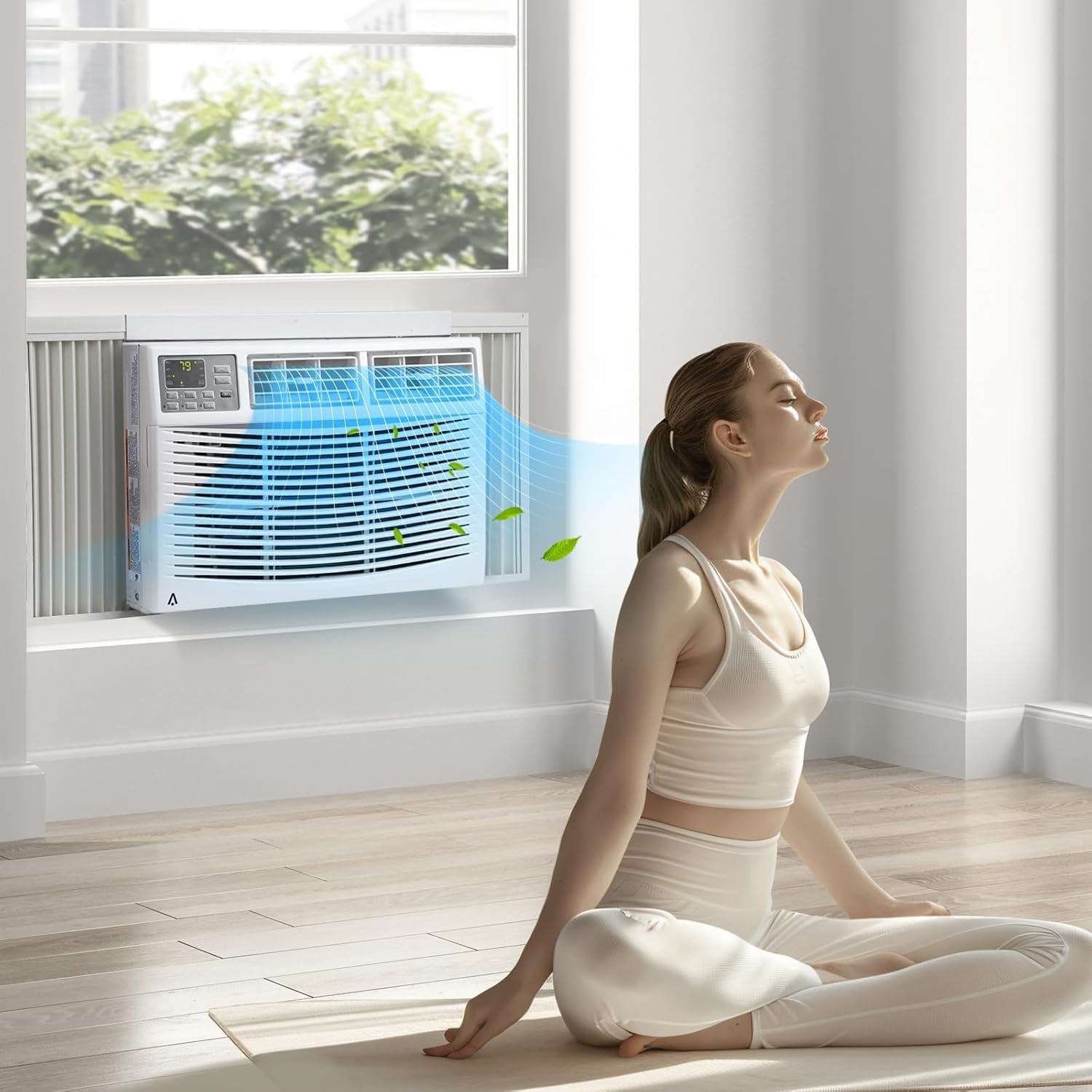 10000Btu Window Air Conditioner Units with 3 Cooling Modes，115V Window Ac Units for Bedroom Fast Cooling 450 Sq.Ft., Mini Air Conditioner with Remote, App Controlled