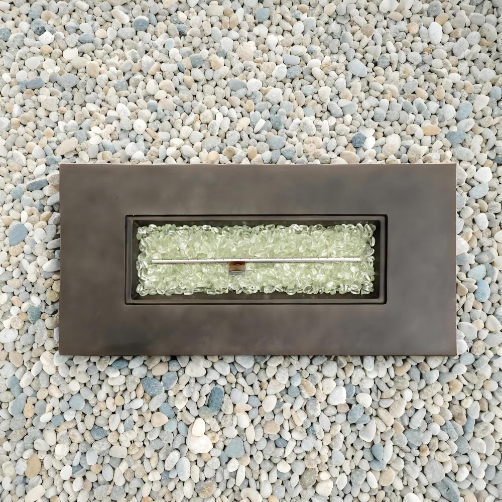 42 Inch Rectangular Propane Fire Pit Table with 50,000 BTU Output, Concrete Outdoor Firepit for Patio, Deck, Garden, Backyard - Beige Multi