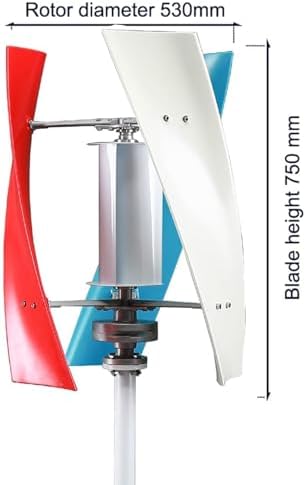 Wind Turbine Home Use Horizontal Generator Kits Blades with Controller to Charge Batteries Off Generator,3000W/5000W Wind Turbine Generator Kit - Portable Vertical Helix 3 Blade, 12V/24V/48V