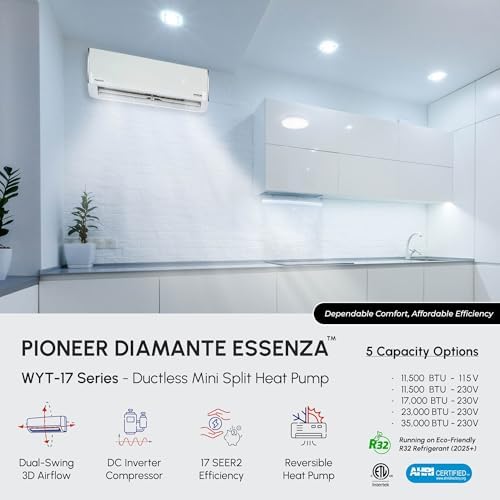 Diamante Essenza 23,000 BTU 17 SEER2 230V High-Wall Ductless Mini-Split Air Conditioner Inverter Heat Pump with 16 Ft. Kit
