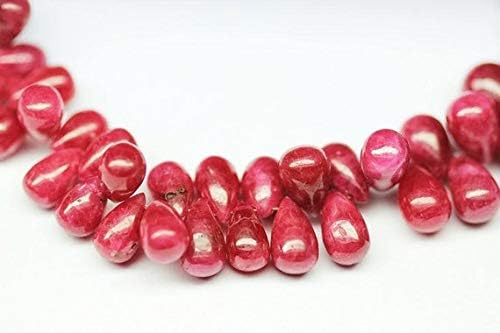 natural longido untreated ruby smooth tear drop briolette gemstone loose craft beads strand 8