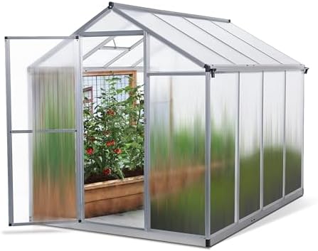 Polycarbonate Greenhouse Walk-in Green House Kit Garden Plants Grow,Aluminum Garden Greenhouse 4.5m² Versatile 242x190cm Base Ideal for Growing Tomatoes Plants Herbs Durable and Weather Resi