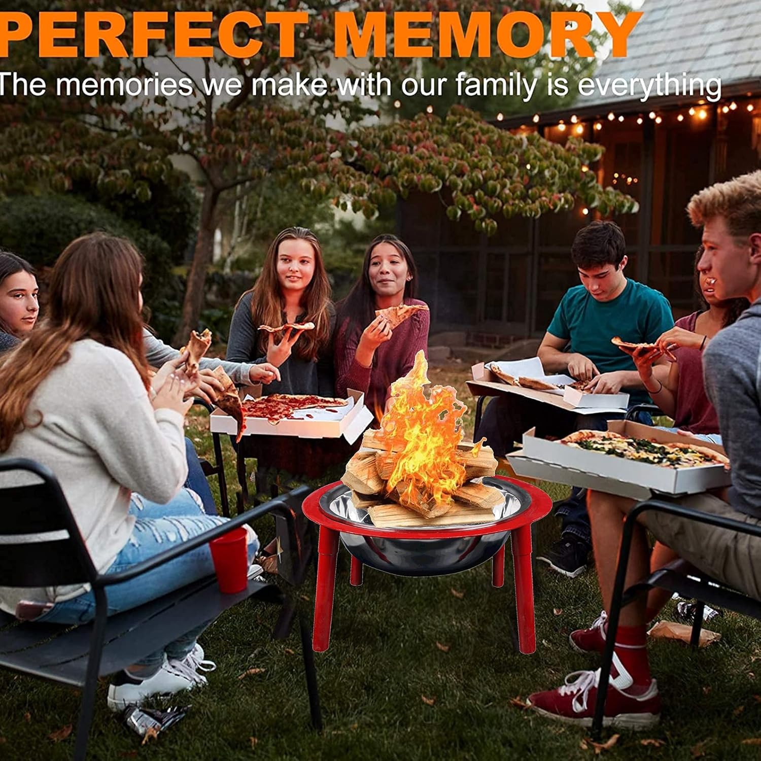 Portable Outdoor Fire Pit Bowl, Wood Burning Firepit, Heating Basin, BBQ Grill Brazier, for Backyard,Garden,Patio, Bonfire