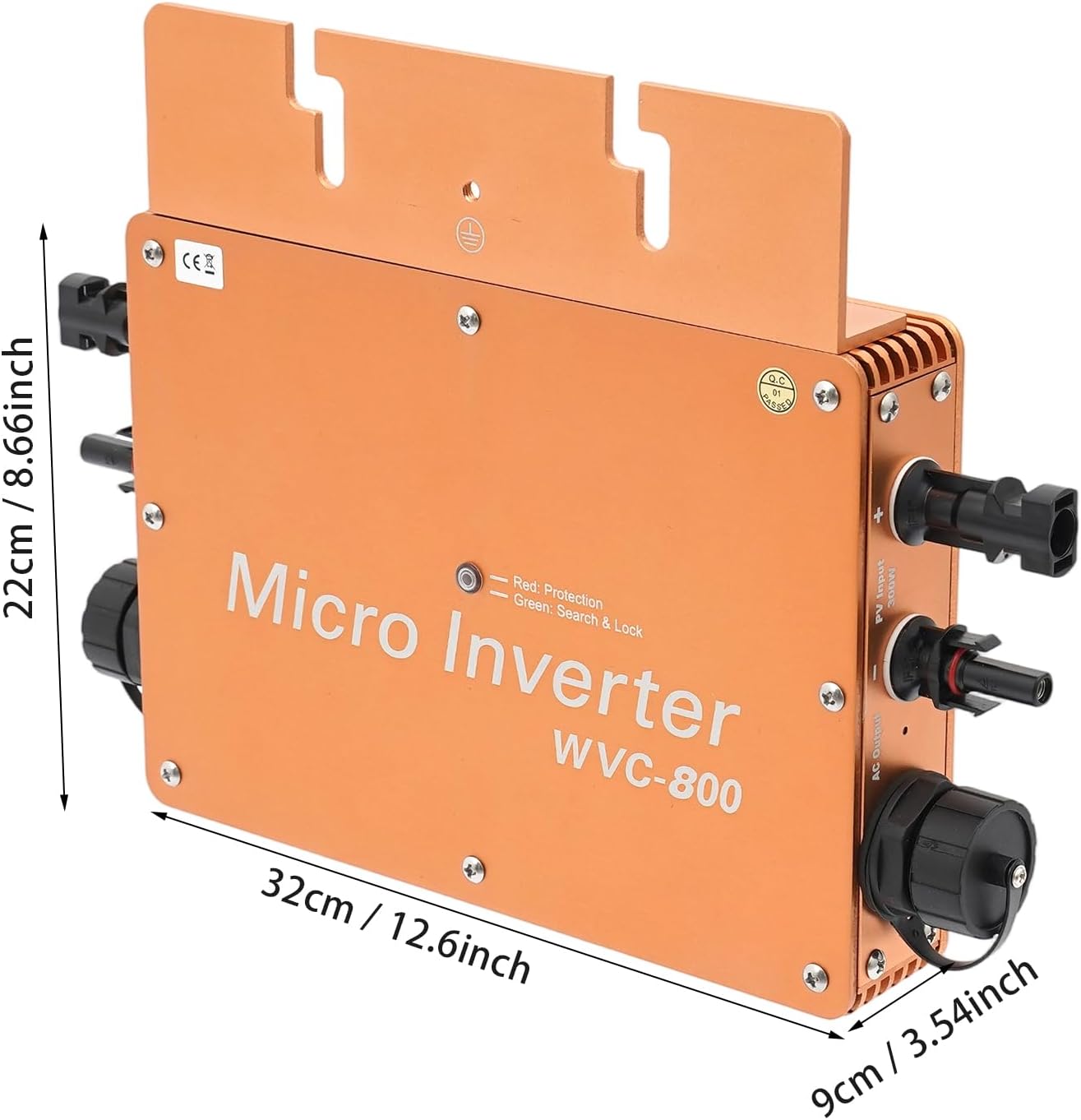 800W Solar Power Inverters Solar Grid Tie Micro Inverter with AC Data Monitoring Display Screen Waterproof IP65 MPPT DC22-50VDC PV Input AC120V/230V Output for Solar Panel (Gold)