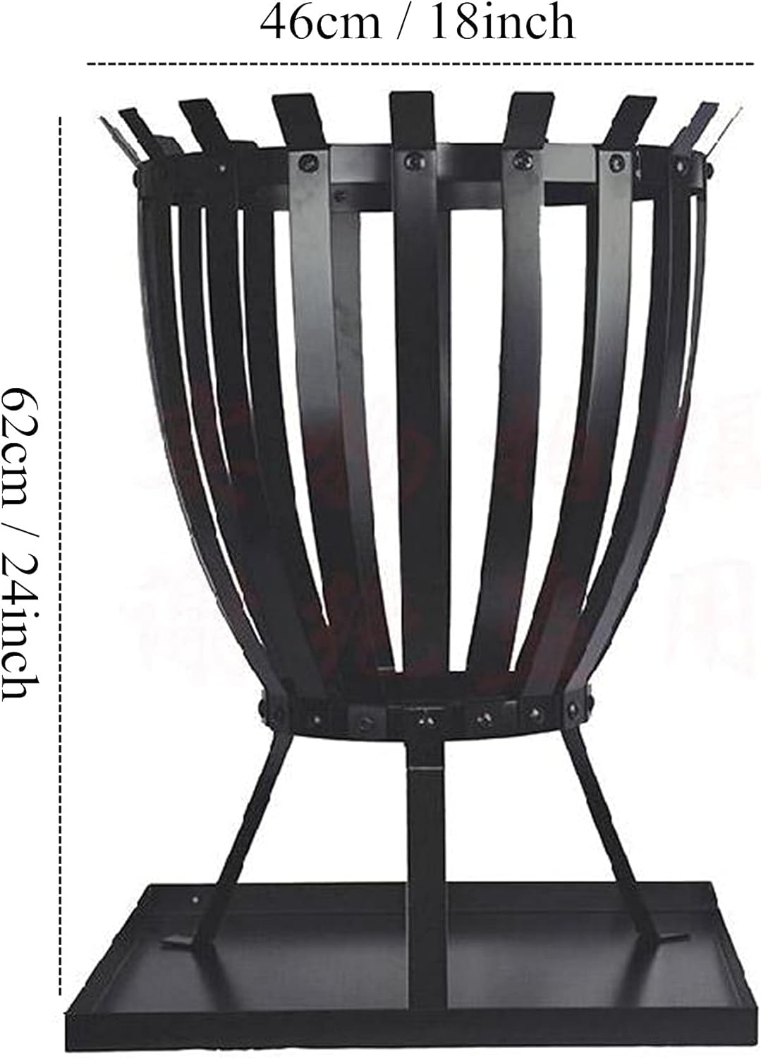 Round Outdoor Fire Pit Bowl, Wood Burning Patio Firebowl, High-Temperature Heat-Resistant Finish, Bonfire Heating Basin