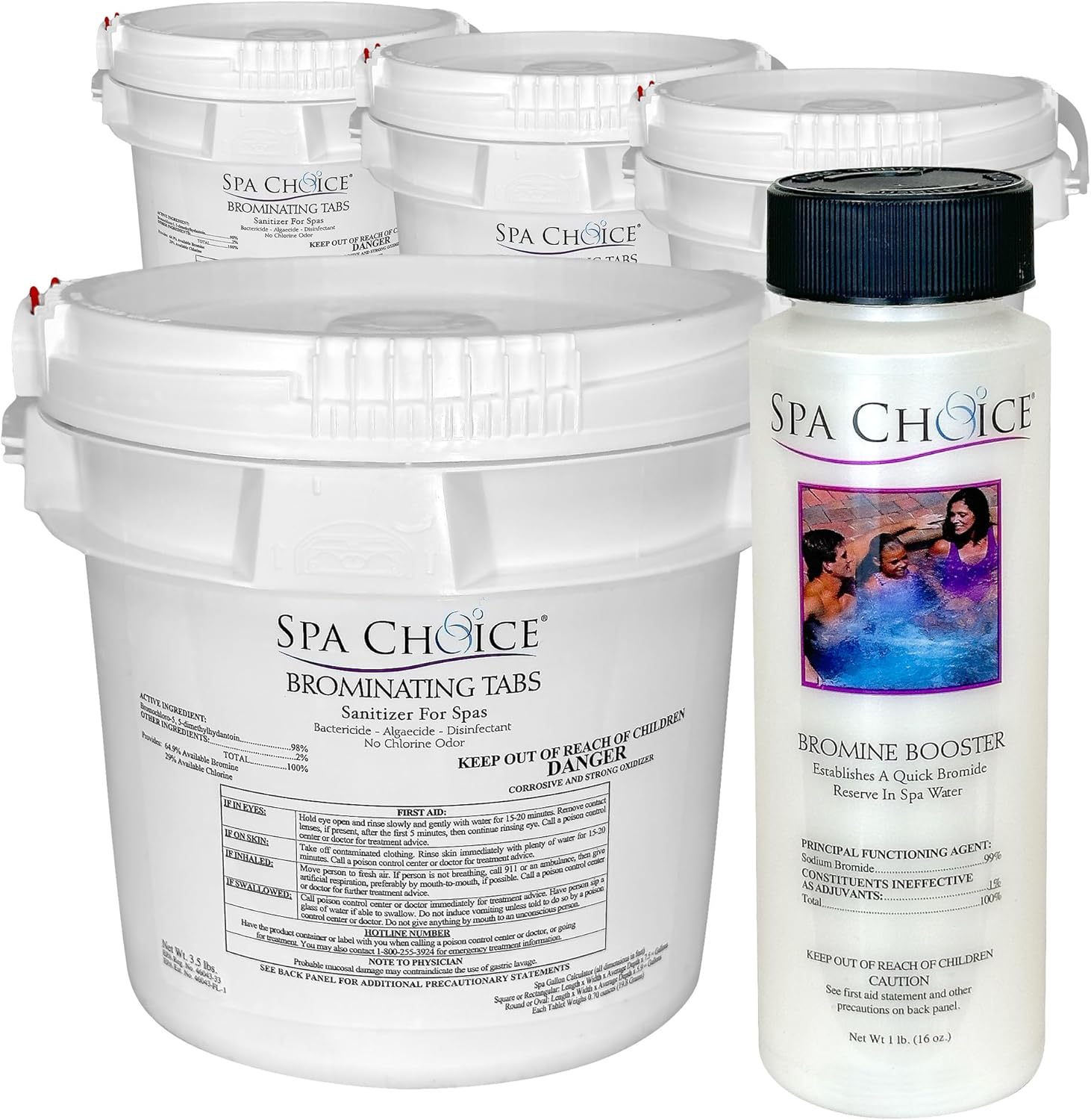 SpaChoice 472-3-3011-04-A Bromine Tablets for Spa Hot Tub, 3.5-Pounds, 4-Pack, with 1-Pound Sodium Bromide