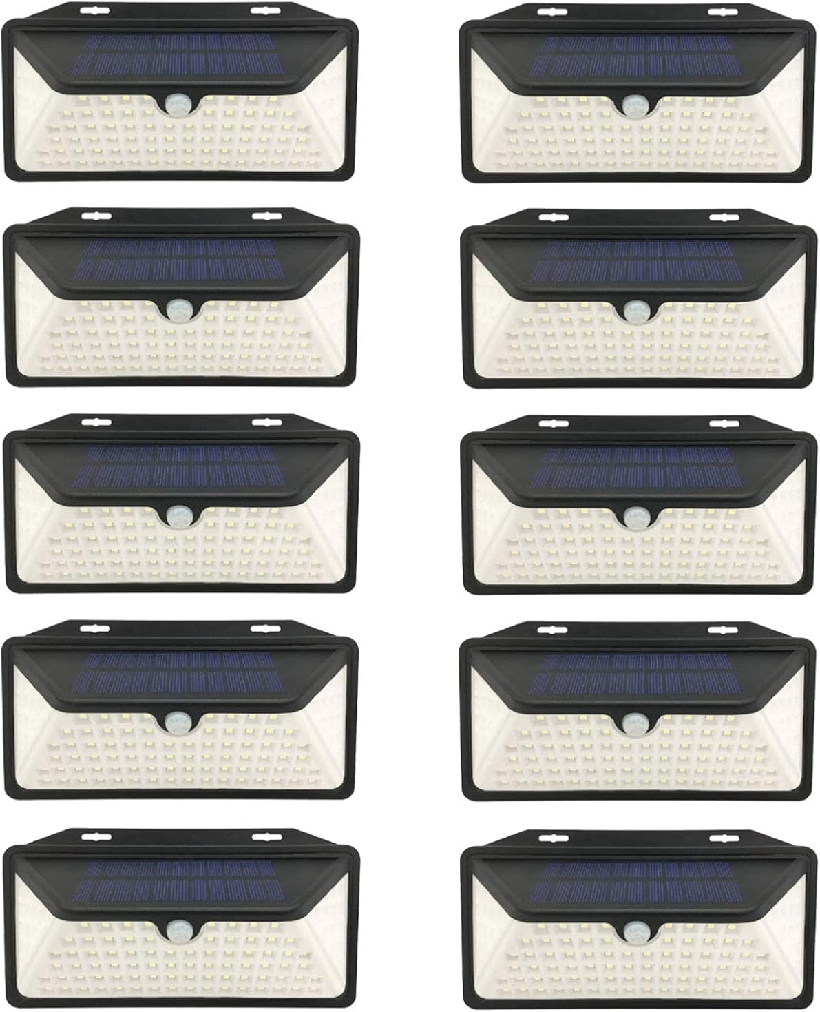 WBM Smart 100 Led Solar Wall Lights Outdoor, 3 Optional Modes Wireless, IP65 Waterproof, Easy-to-Install Security Lights for Front Door, Yd, Garage, Deck, (Pack of 10)