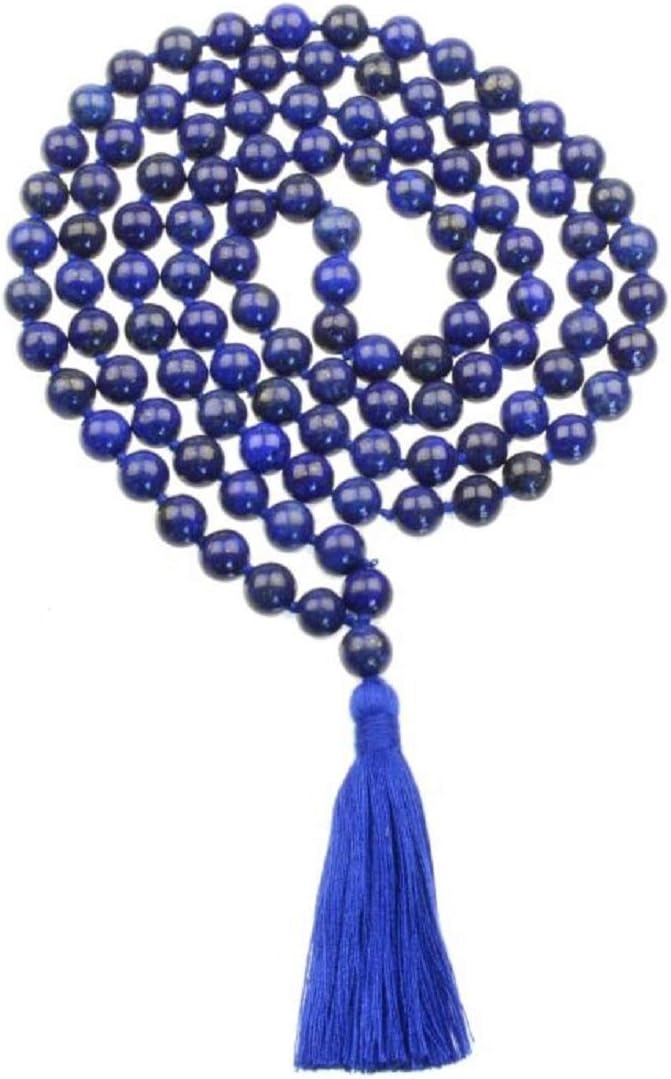 numeroastro Natural & Original Lapis Lazulli/Laajwad Hand Knotted Round Beads Mala (108+1 Beads) (8 mm)