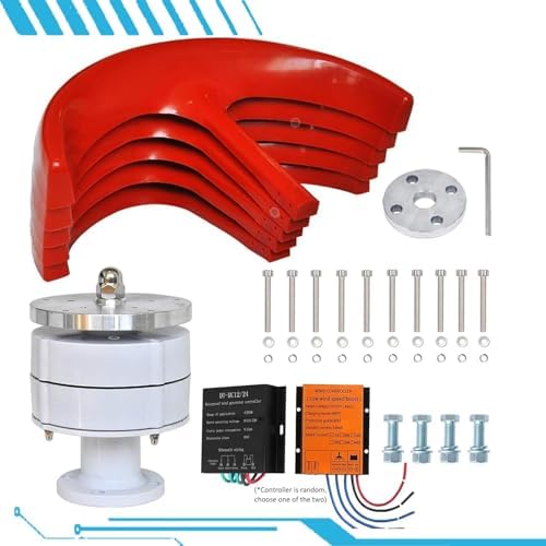 16000W Vertical Wind Turbine Kit for Home Use, 12V/24V/48V Silent Horizontal Wind Power Generator with 5 Blades & Controller (Red) - Eco-Friendly Energy Solution