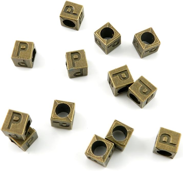 1180 Pieces Jewelry Making Charms Findings Antique Bronze Brass Fashion Jewellery Wholesale Supplies Pendant Lots Bulk Supply J1MT1 Alphabet P Cube Loose Beads